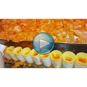 土豆片給袋式真空包裝機，人工投料，46包/分鐘