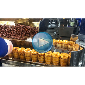 麻辣豆腐給袋真空包裝一體機(jī)，高速90包/分鐘，環(huán)形下料器